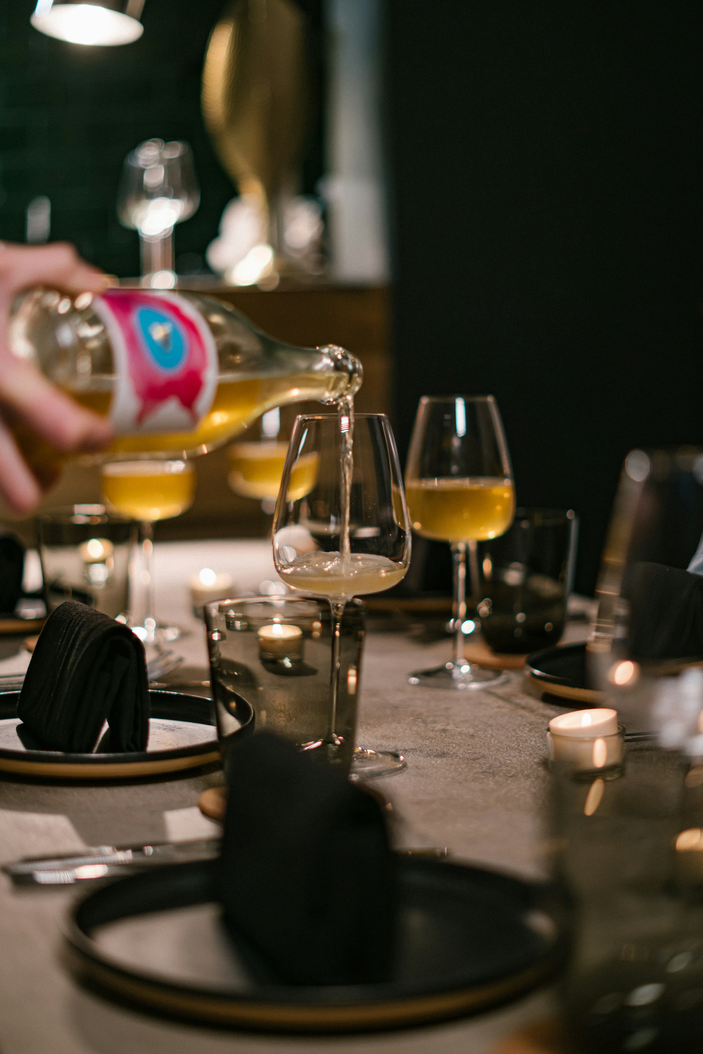 Wine poured at the table